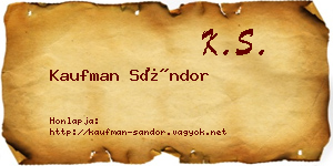 Kaufman Sándor névjegykártya