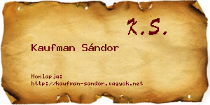 Kaufman Sándor névjegykártya